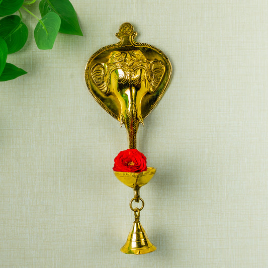 Aaalilai Vinayagar wall hanger with bell and Vilakku