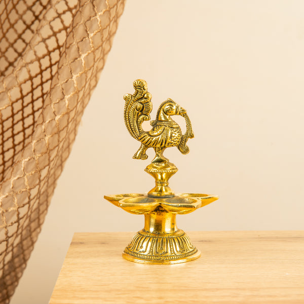 Anna Pakshi Vilakku with Five Separate Wicks