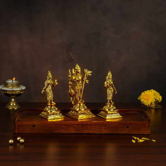 Bronze Subramaniyar with Valli and Deivayannai