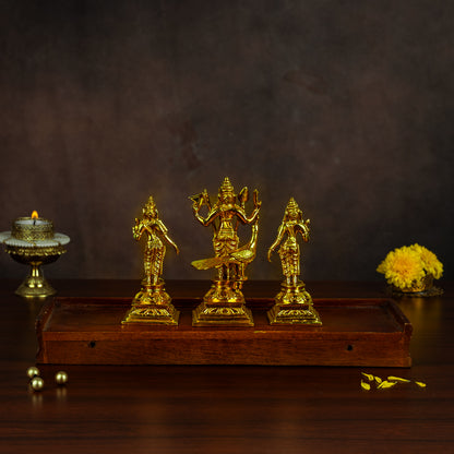 Bronze Subramaniyar with Valli and Deivayannai