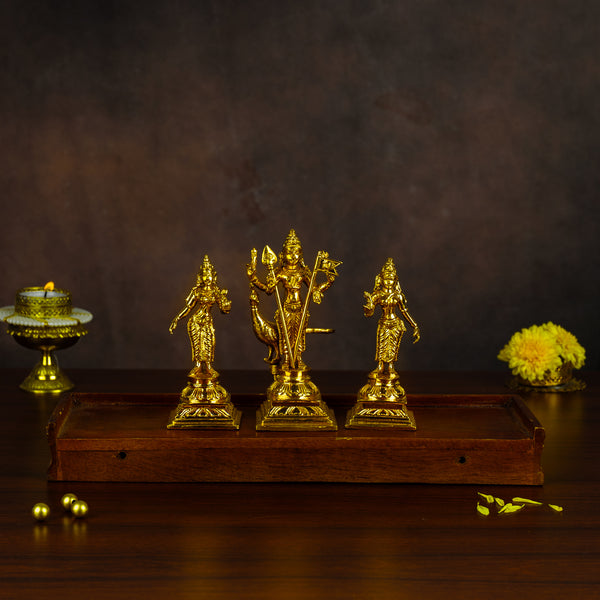 Bronze Subramaniyar with Valli and Deivayannai