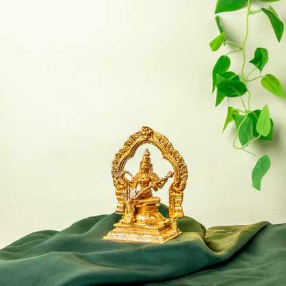Bronze Saraswathi  with Prabhavali  5"
