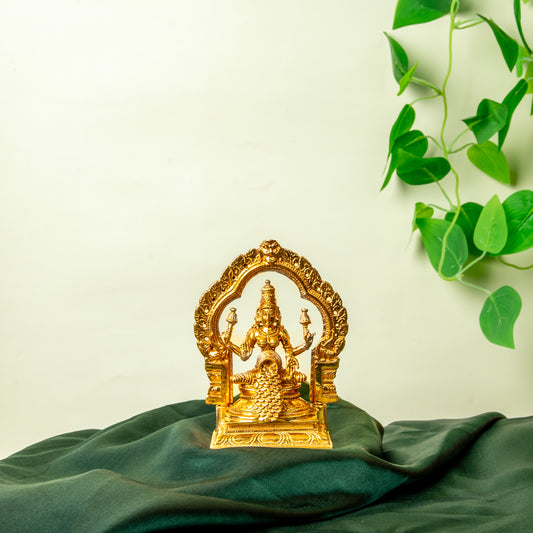 Bronze Gubera Lakshmi  with Prabhavali  5"