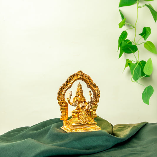Bronze Gubera Lakshmi  with Prabhavali  5"