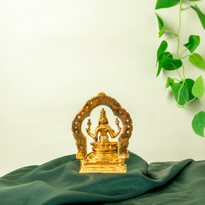 Bronze Gubera Lakshmi  with Prabhavali  5"