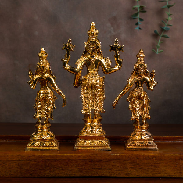Bronze Mahavishnu with Sridevi and Bhudevi
