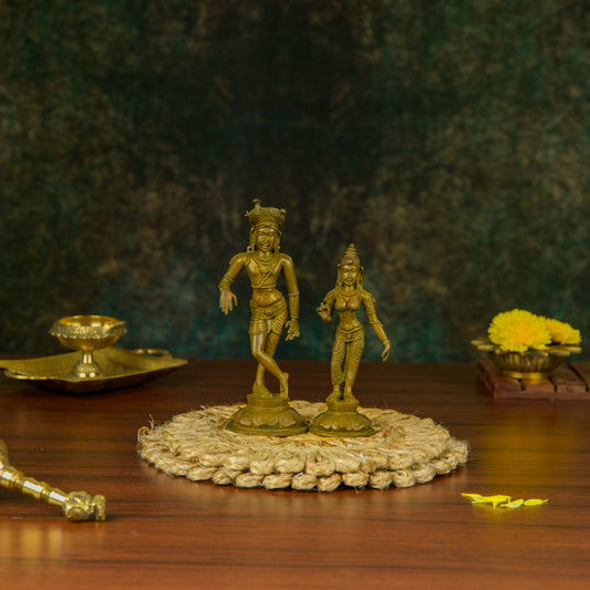 Antique Finished Rishaba Devar with Devi - 6"