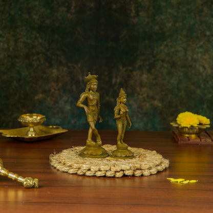 Antique Finished Rishaba Devar with Devi - 6"