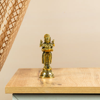 Miniature Paavai Vilakku Gift in Jute Bag
