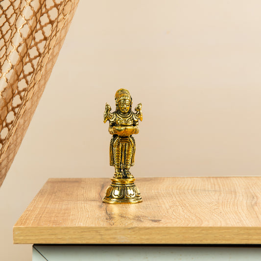 Miniature Paavai Vilakku Gift in Jute Bag