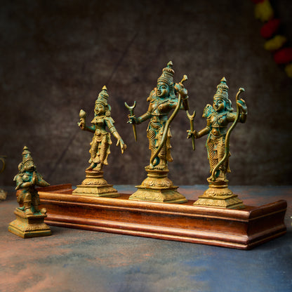Antique Finished Ramar, Sita , Lakshmanan with Hanumar - 6"